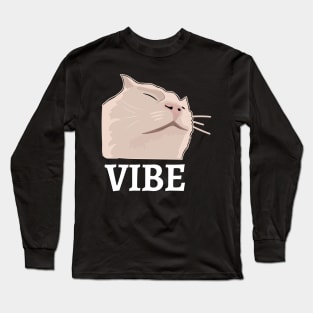 Vibing or vibe cat emote dank meme catjam Long Sleeve T-Shirt